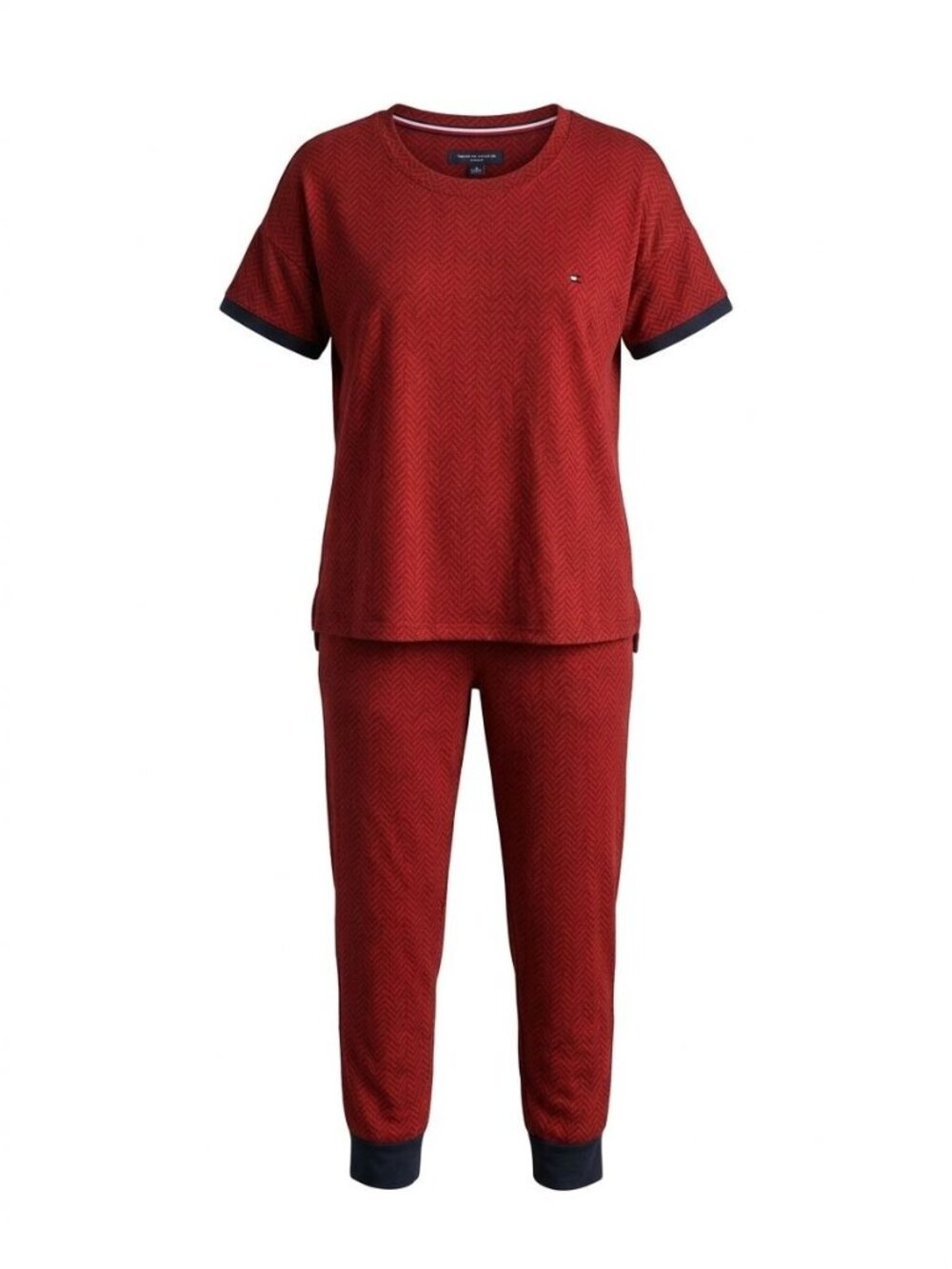 NWT Tommy Hilfiger Pillowsoft Tee Jogger Pajama Set Sz XS Regatta Red RLF1388